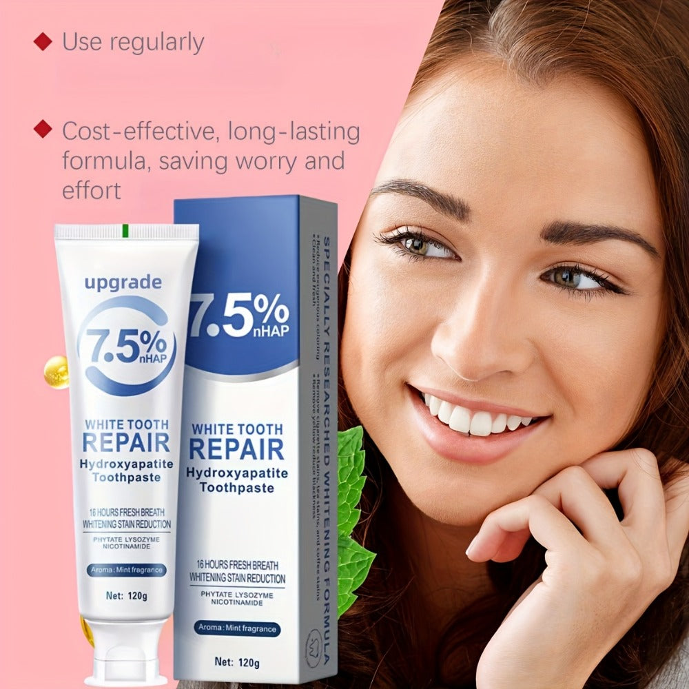 Hydroxyapatite Toothpaste 3-Pack 7.5% Nano Formula Whitening Toothpaste with Toothbrush Teeth Whitening Fresh Breath Enamel Repair Oral Care Set for Home and Travel Gift for Women Men