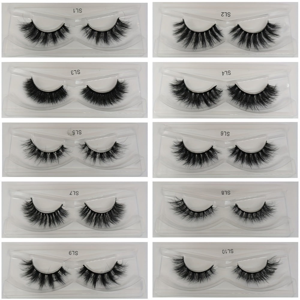 DD Curl False Eyelashes Multipack with 20 Pairs across Five Mixed Styles in Glitter-Top Round Cases