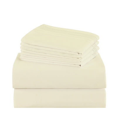 Bed Sheet Set 100 GSM Microfiber in 4- or 6-Piece Configuration with Four Sizes and Twelve Solid Colors