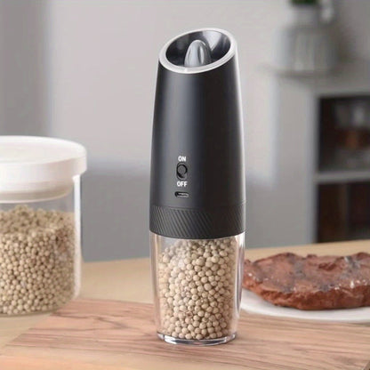 Gravity-Activated Electric Spice Grinder with LED Ring, Adjustable Grind and USB-C or Two-Piece Options