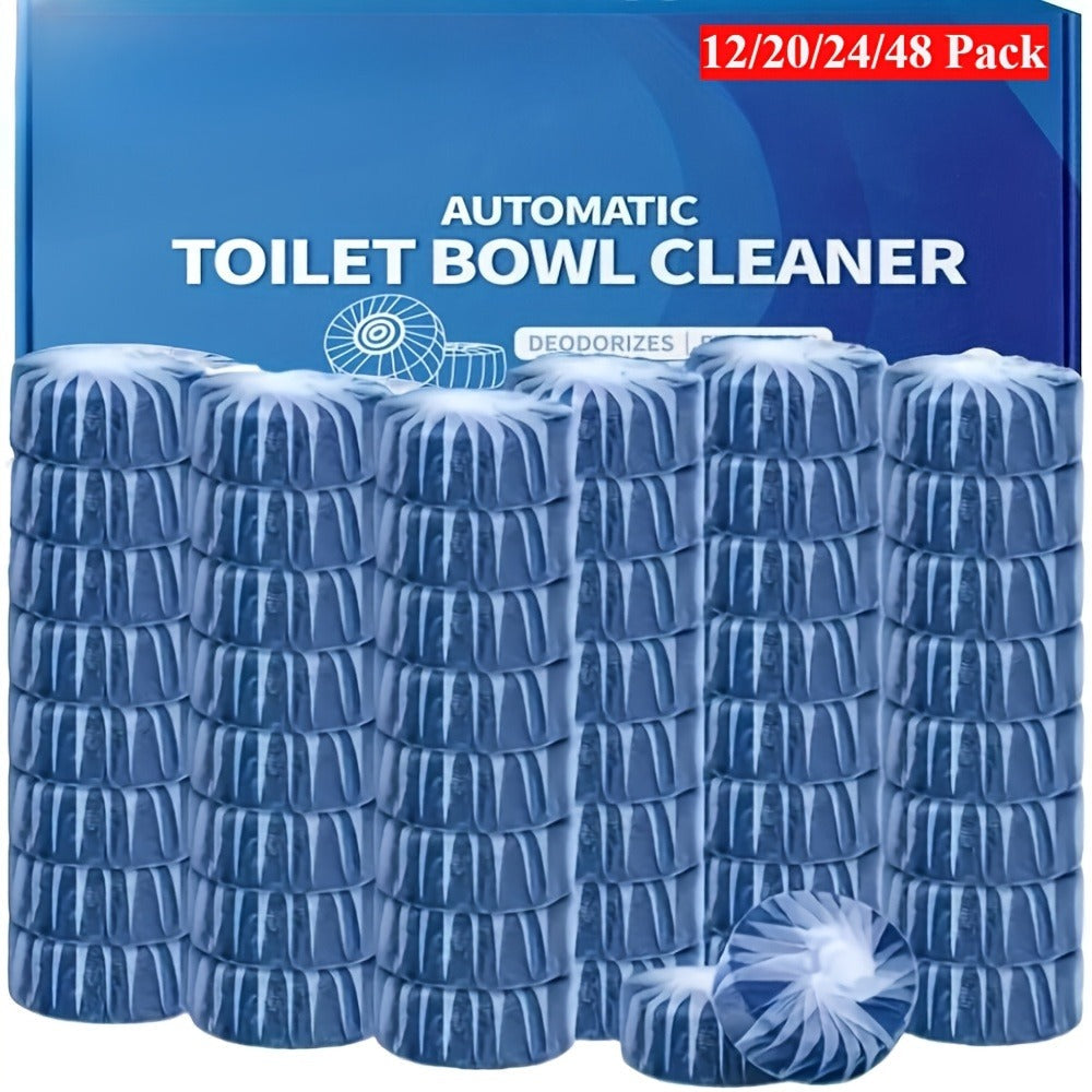 Blue Mesh-Wrapped Toilet Bowl Cleaner Tablets in 20-, 24- or 48-Piece Checkout Packs with Pictured 1.8-Inch Height