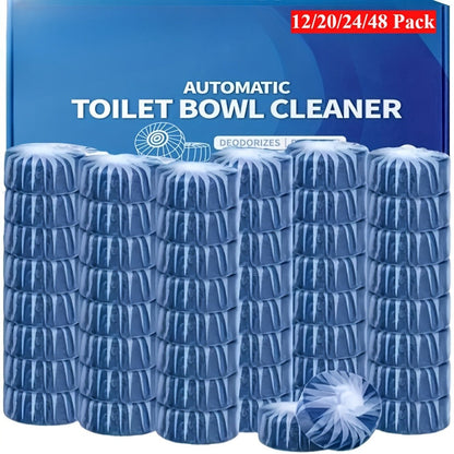 Blue Mesh-Wrapped Toilet Bowl Cleaner Tablets in 20-, 24- or 48-Piece Checkout Packs with Pictured 1.8-Inch Height