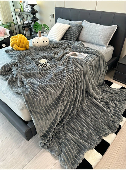 Channel-Textured Throw Blanket in Seven Colors and Four Displayed Size Options from 50 x 60 to 108 x 90 Inches
