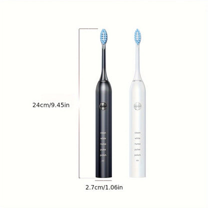 Electric Toothbrush with Five Modes, 40,000 Vibrations per Minute, Type-C Charging and Four or Eight Heads