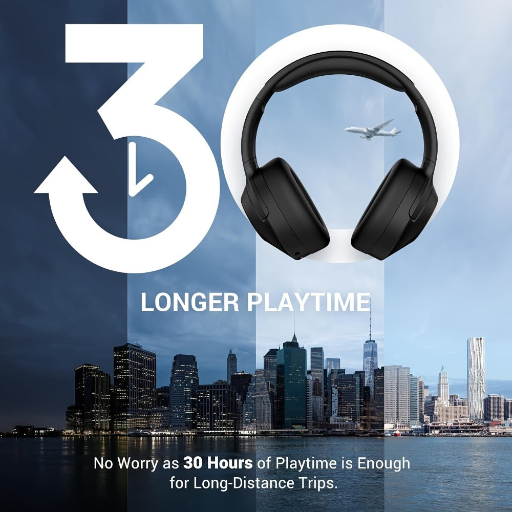 Hybrid ANC Over-Ear Wireless Headphones Hi-Fi Audio 45mm Drivers Memory Foam Ear Cups 30H Playtime ENC Microphone Bluetooth 5.3 for Travel Work Study Home Office