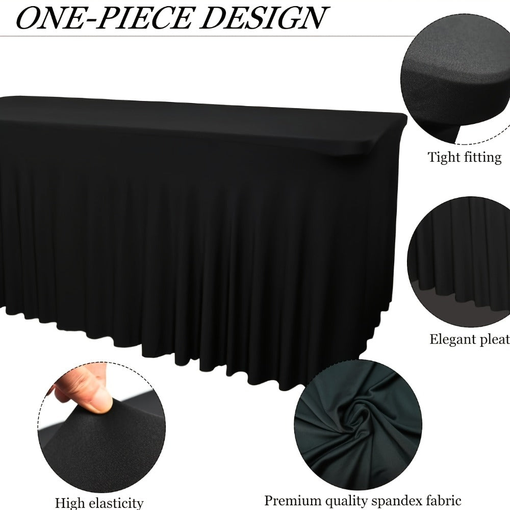 Tablecloth Pleated Skirt Fitted Cover 2-Pack for 6 or 8-Foot Rectangle Tables in Red Polyester Blend