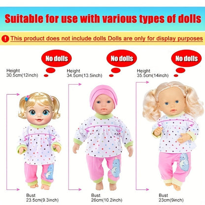 10-Outfit Doll Clothes Set for 10–14-Inch Baby Dolls with Sleepers, Dresses, Tops, Pants and Headwear