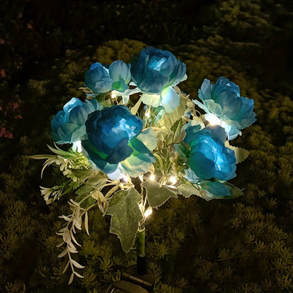 Solar Peony Flower Light 2PCS IP65 Waterproof - 84 LED Artificial Blooms 14 Fancy Lights Solar Powered Outdoor Garden Stake Lights for Lawn Yard Patio Holiday Decor Mother's Day Gift - 4 Colors