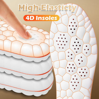Four-Pair Cushion Shoe Insoles in Orange, Grey or Black with EU35-50 Size Options for Daily Footwear
