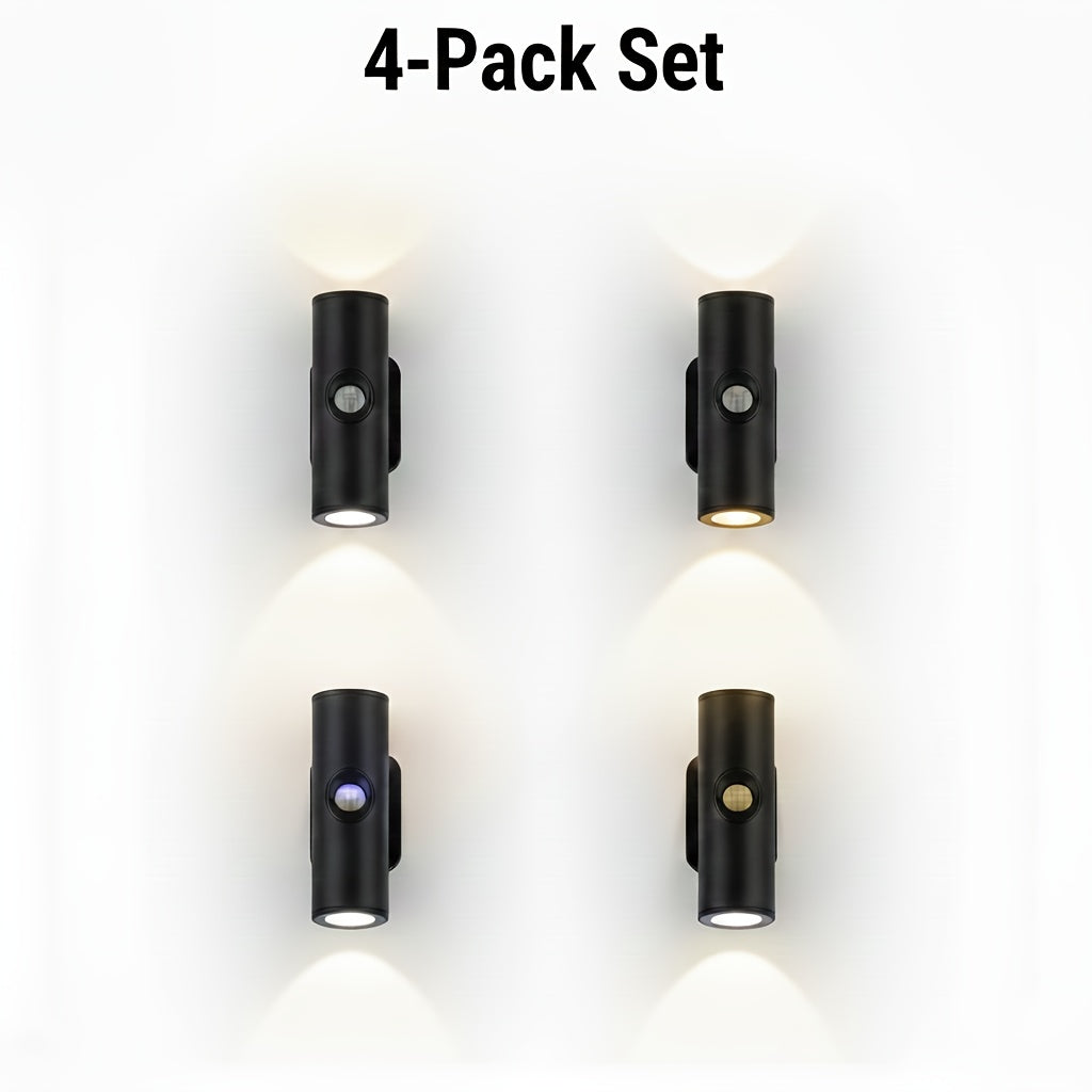 Motion Sensor Wall Lights 4-Pack – Rechargeable Magnetic Dual-Head LED Night Light, RGB & Tri-Color, Wireless for RV, Bedroom, Stairs, Cabinet & Closet
