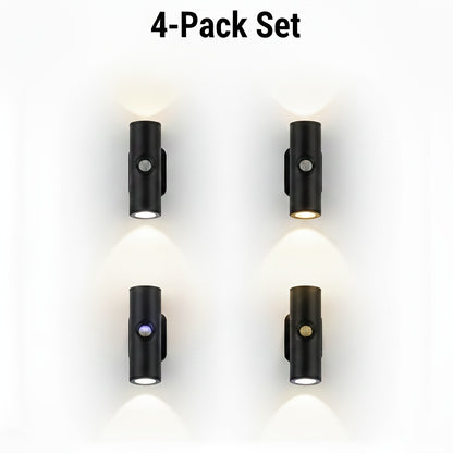 Motion Sensor Wall Lights 4-Pack – Rechargeable Magnetic Dual-Head LED Night Light, RGB & Tri-Color, Wireless for RV, Bedroom, Stairs, Cabinet & Closet