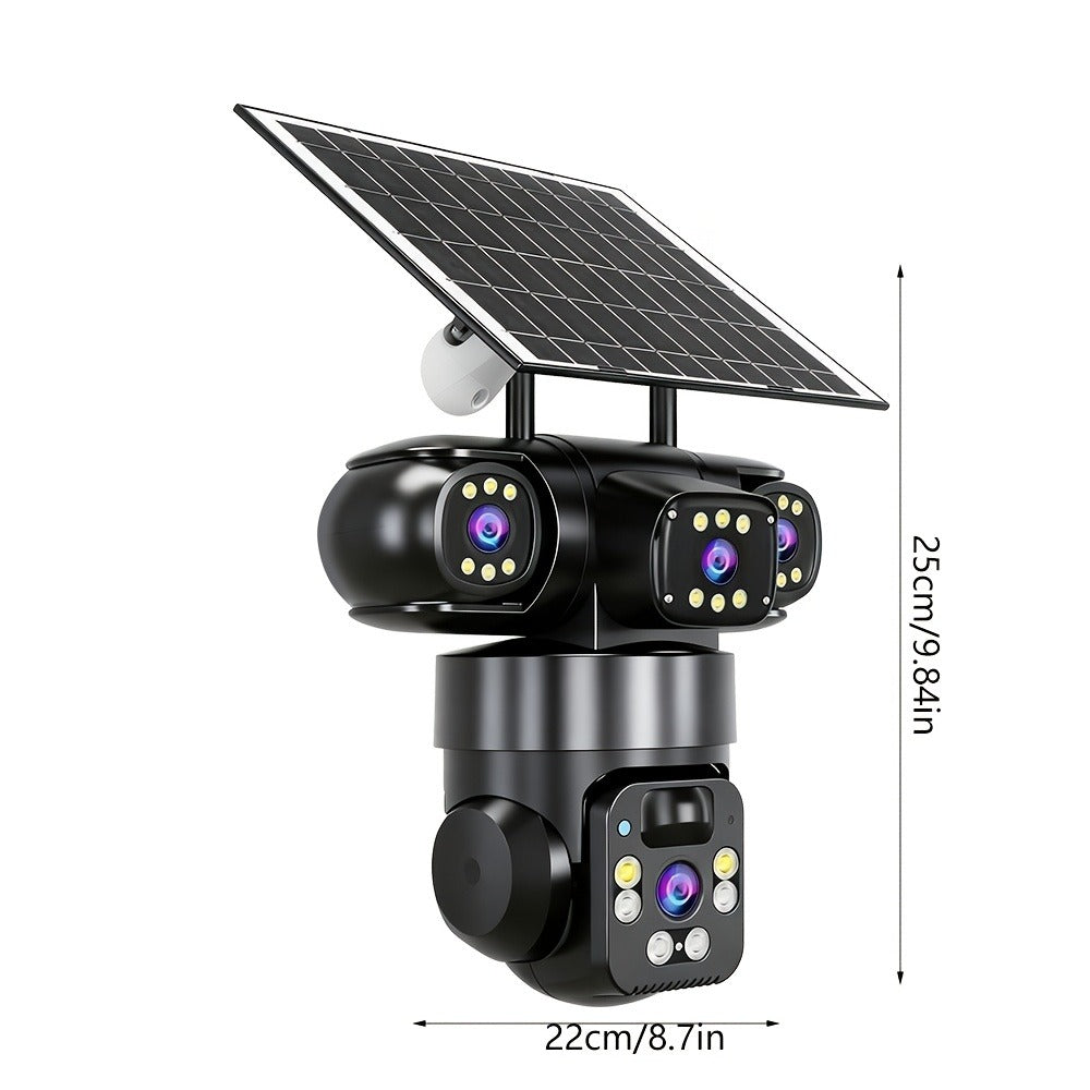 Security Camera 4K Triple-Lens Solar PTZ Model with 10X Zoom, 8000mAh Battery and 32GB Bundle Option