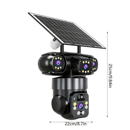 Security Camera 4K Triple-Lens Solar PTZ Model with 10X Zoom, 8000mAh Battery and 32GB Bundle Option