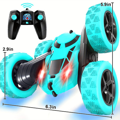 Remote Control Car, Double-Sided 360-Degree Flip Stunt Model with 2.4GHz Control, LED Lights and 1400mAh Battery