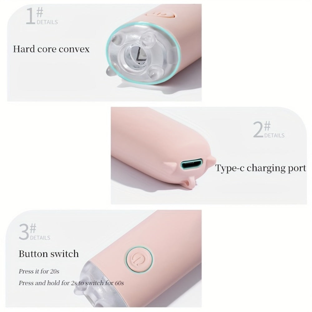 Semi Cured Gel Nail Strips Kit with Handheld LED Nail Lamp — 20 Real Gel Nail Stickers Wraps for DIY Nail Art Manicure at Home, Glitter & Flower Designs, Easy Apply Long-Lasting Chip-Resistant Gel Finish