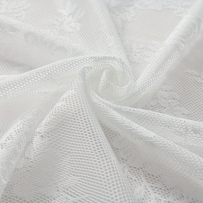 Two-Panel Floral Lace Window Curtain Set with Rod-Pocket Top, Three Colors and Six Metric Size Options