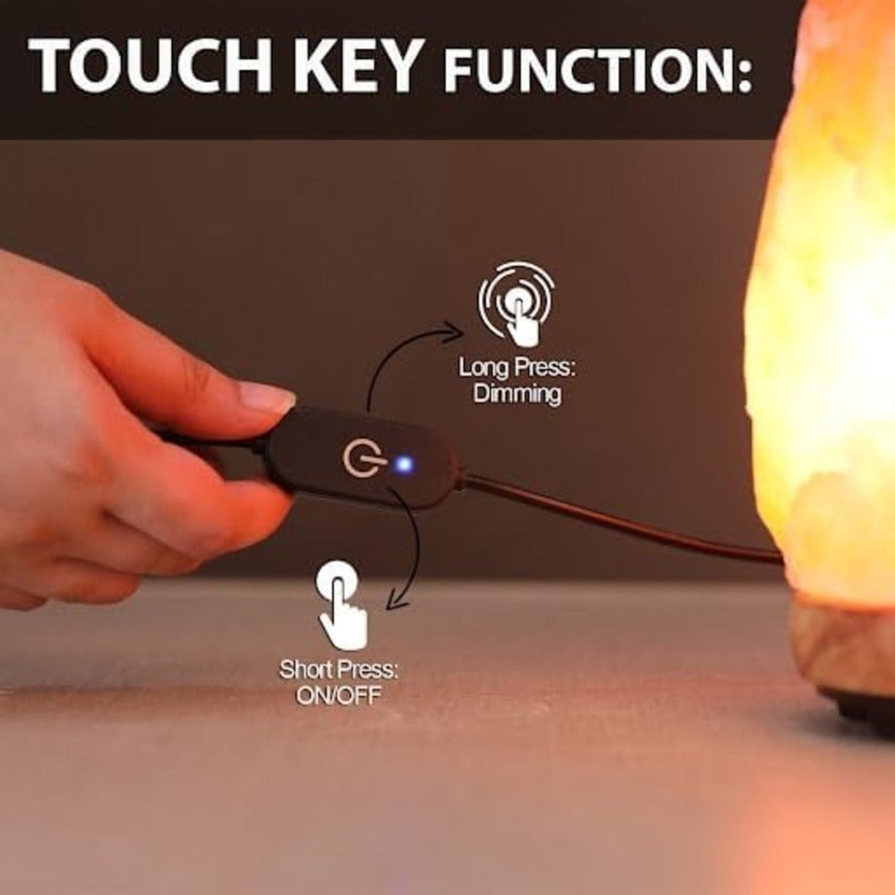 Himalayan Salt Lamp Set of 2 – 4-7 lbs Natural Pink Crystal Salt Lamps with Neem Wood Base & USB Dimmer Switch, Warm Soothing Glow for Bedroom Relaxation Yoga Meditation Home Decor