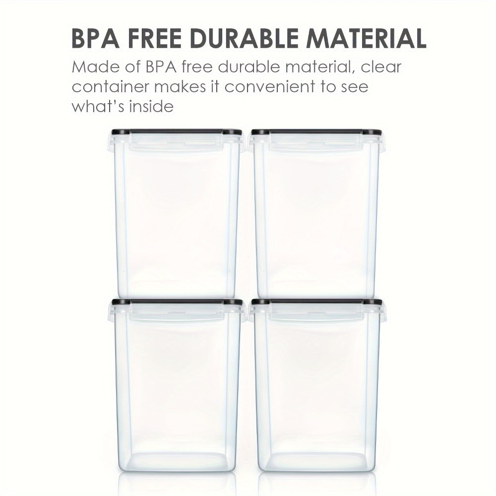 Pantry Canister Food Storage Organizer Four-Pack with 5.2L BPA-Free Containers and Measuring Cups