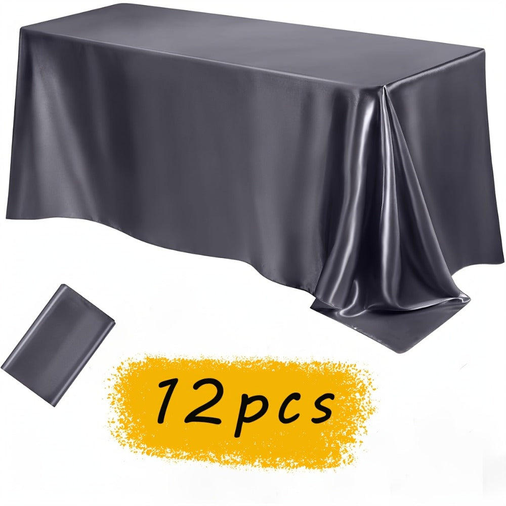 Satin Tablecloth 12pcs 57"x102" Rectangular Silky Smooth Fabric Table Cover for Wedding Banquet Birthday Party Holiday Event