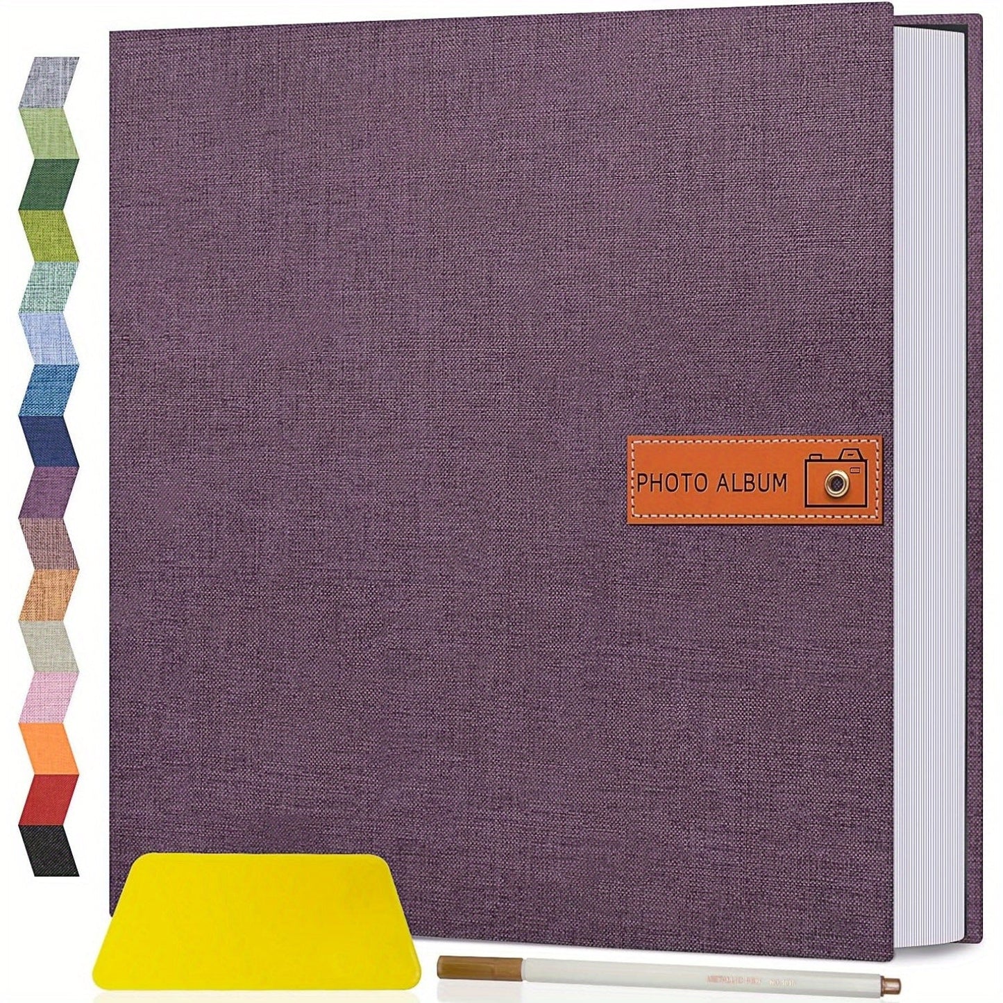 Self-Adhesive Linen Photo Album with 40- or 60-Page Options, Two Cover Sizes, Metal Pen and 12 Colors