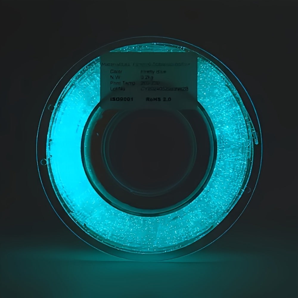 3D Printer Filament Glow PLA 1.75mm 200g Spool in Luminous Green or Blue for Light-Reactive Color Effects