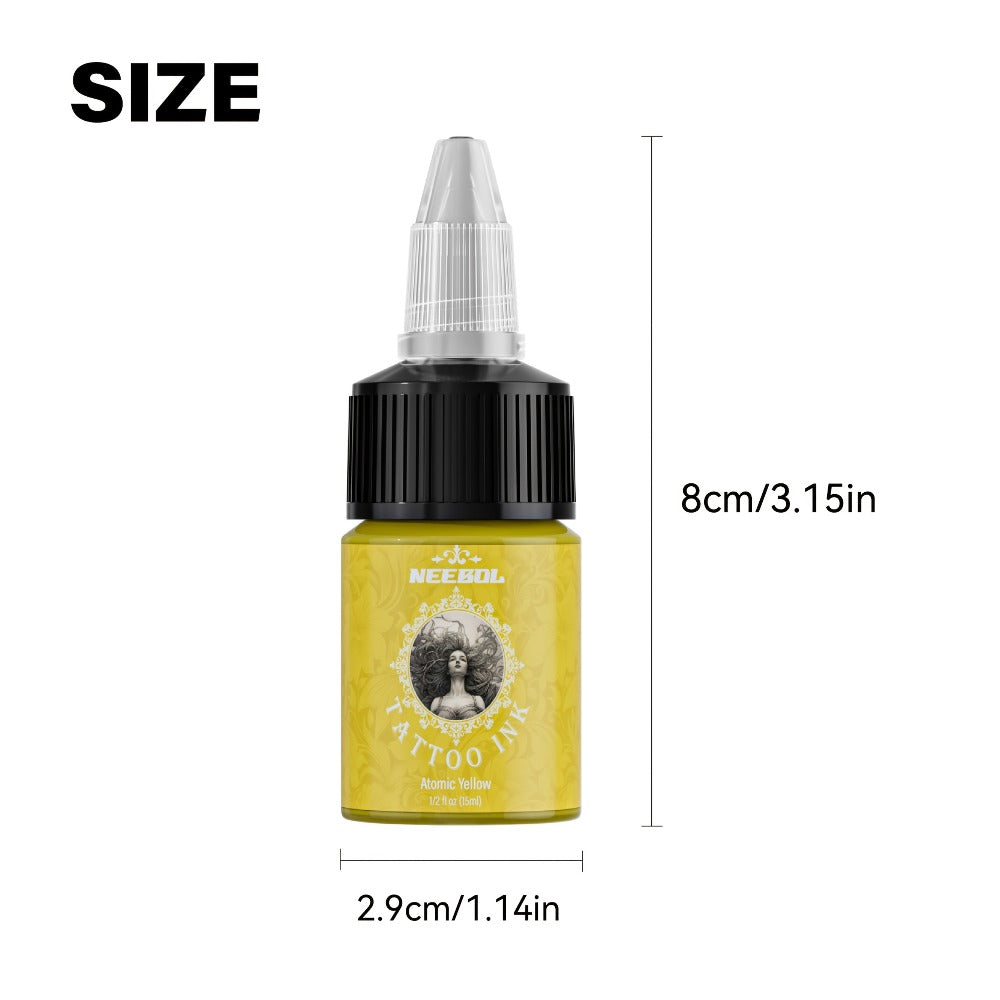 Tattoo Ink 14- or 21-Color Set with 0.5oz 15ml Bottles and Two Source Palette Choices for Color Selection