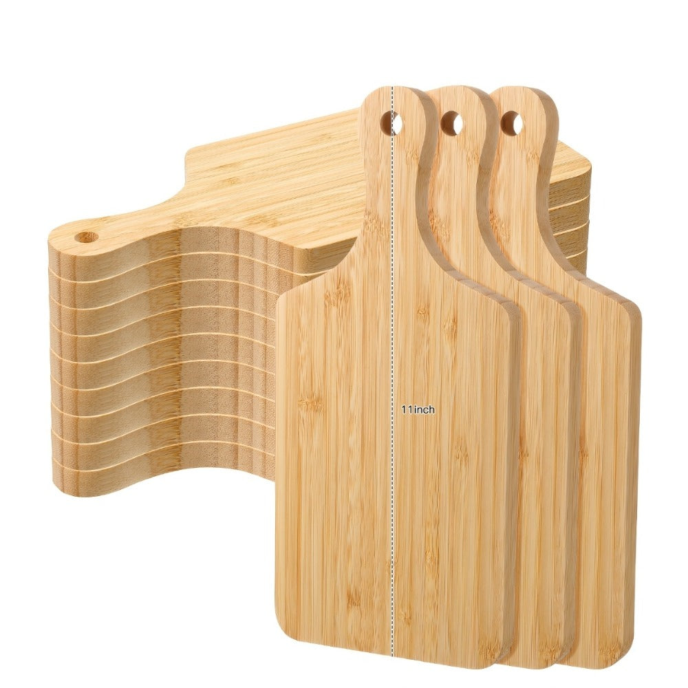 Cutting Board 12-Piece Unfinished Wood-Look Blank Set with Handles for Engraving and Display Projects