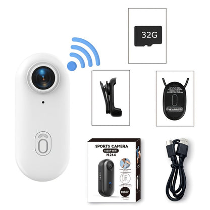 Mini Action Camera Thumb Size Wide Angle Lens 800mAh Battery with Memory Card Wearable Pocket Camera for Sports FPV Pet Monitoring Video Recording Portable Ultra-Clear