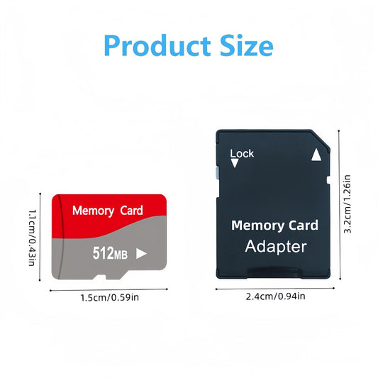 10-Pack TF Micro SD Cards 128MB 256MB 512MB with 2 SD Adapters – High-Speed Flash Memory Cards for Dash Cameras, Tablets, Smartphones, Cameras & IoT Devices, Bulk Memory Card Set