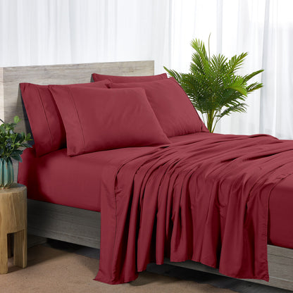 Sheet Set, 2000-Thread-Count 50% Microfiber and 50% Bamboo Blend with 16-Inch Fitted Pocket and Size-Based Pieces
