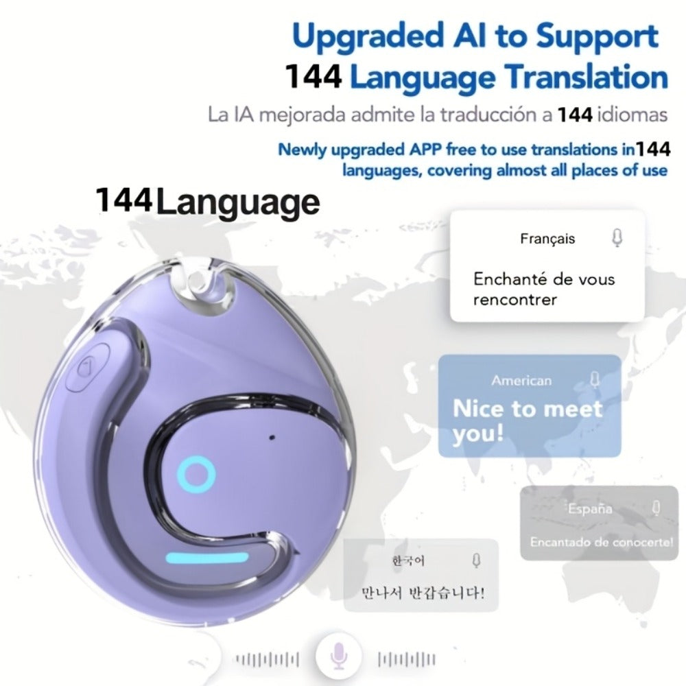 144-Language AI Real-Time Translation Earbuds, Two-Way Interpreter Earphones USB & Battery Rechargeable with Carrying Pouch, for Travel Business Shopping Learning Language Study