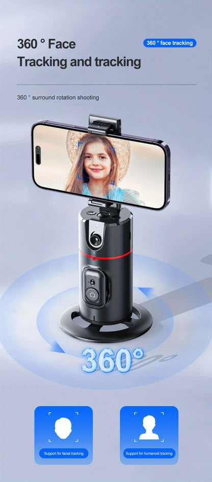 Gesture Control Auto Face Tracking Tripod with 360° Rotation & Wireless Remote No App Required – Smart AI Phone Holder for Vlogging Live Streaming TikTok YouTube Fitness iPhone Android Black Pink