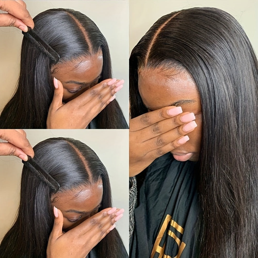Synthetic Wig 13x4 Straight Lace Front in Natural Black with Glueless Cap and 26- or 32-Inch Length