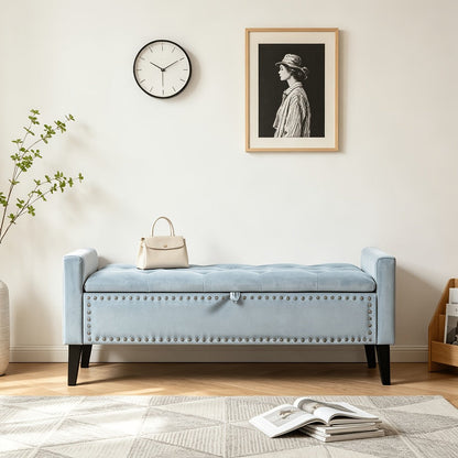 46.9-Inch Upholstered Storage Ottoman with Hidden Storage for Living Room detail image - detail view 3