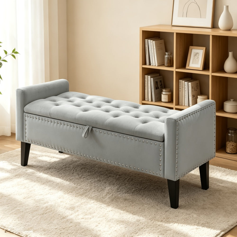46.9-Inch Upholstered Storage Ottoman with Hidden Storage for Living Room detail image - detail view 5