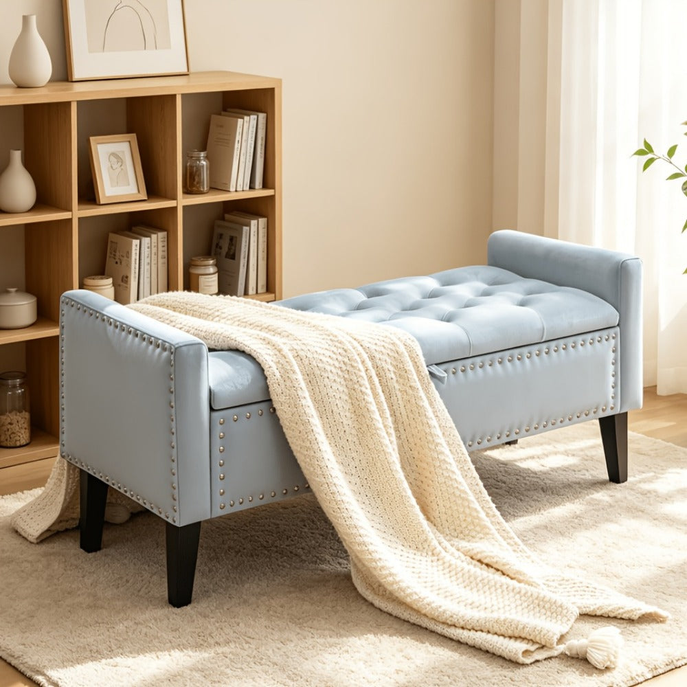 Storage Ottoman, 46.9 Inch Upholstered Bed Bench with Storage End of Bed Ottoman Bedroom shown in the main product view