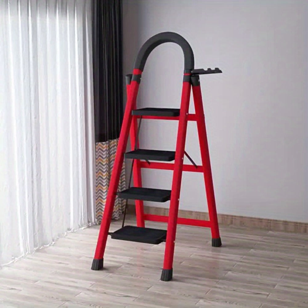 Portable Folding Step Ladder 3/4/5-Step, 500 lbs Weight Capacity, Heavy Duty Non-Slip Plastic Step Stool Ladder, Lightweight Foldable Ladder for Household, Kitchen, Office & Industrial Use