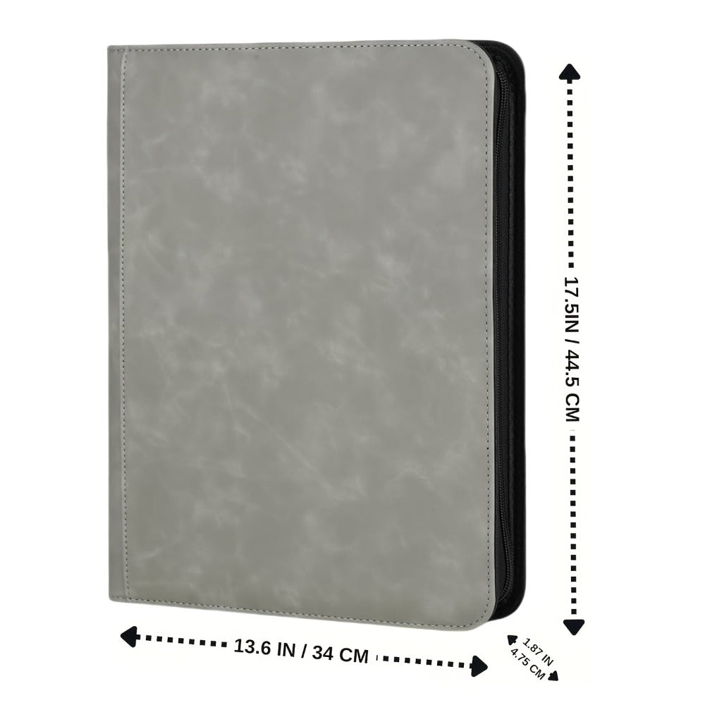 Blue Ringless Trading Card Binder with 16-Pocket Side-Loading Pages, Full Zipper and Large-Capacity Layout