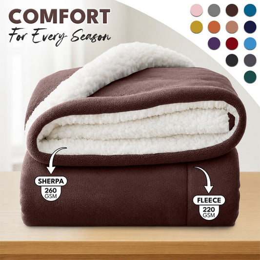 Sherpa Flannel Blanket – Double-Layer Ultra Soft Warm Throw for Bed, Sofa & Bedroom Decor, Better Sleep, 14 Colors, 3 Sizes