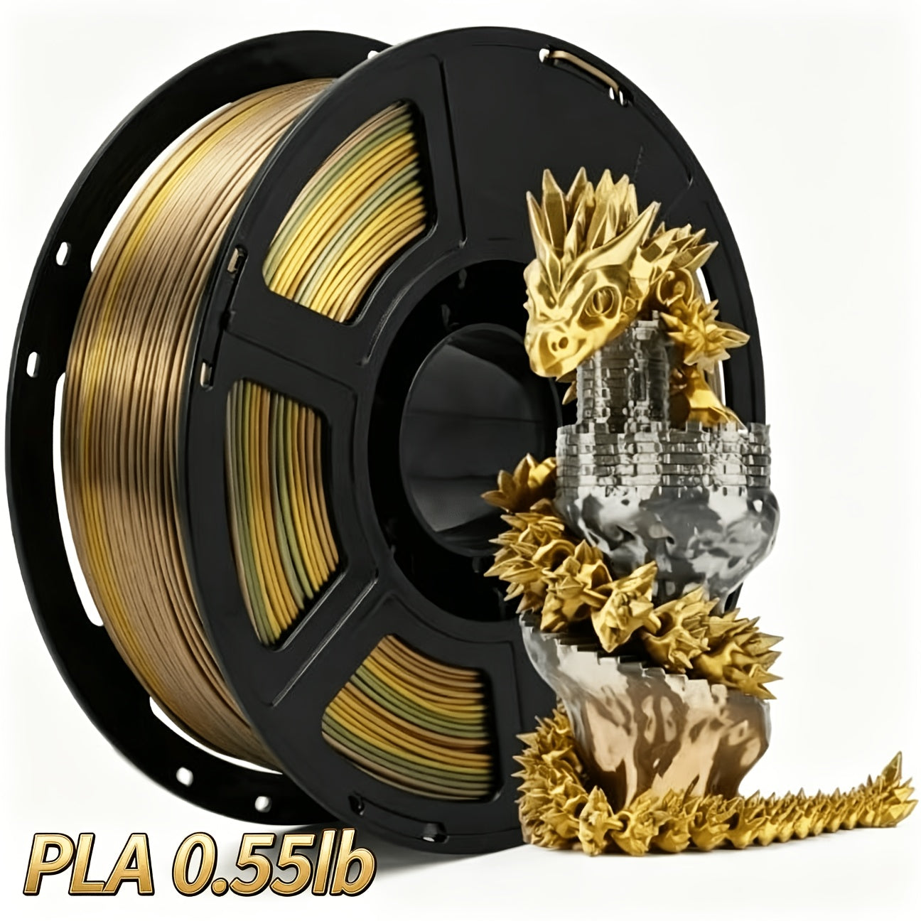 Gradient Tri-Color PLA Filament 1.75mm 250g 0.55lb – Three-Tone Color Transition Smooth Durable Printing for DIY Artistic Cosplay & Professional Projects Wide FDM Compatibility