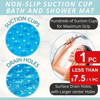 Two-Piece Black Bath Mat Set with Suction Cups, Drain Holes and Three Exact Checkout Options