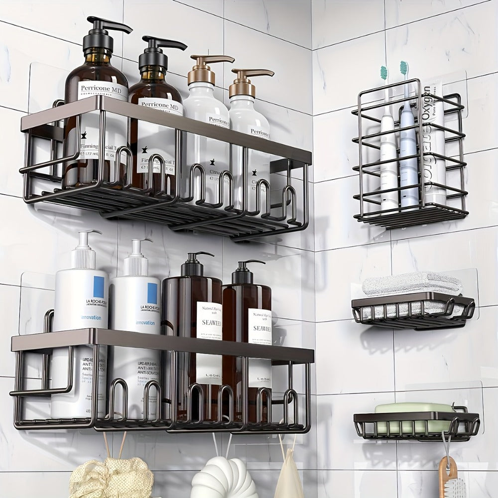 Five-Piece Shower Caddy Organizer Set with Soap Holder in Ten Exact Checkout Colors for Home and Everyday Use