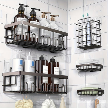 Five-Piece Shower Caddy Organizer Set with Soap Holder in Ten Exact Checkout Colors for Home and Everyday Use