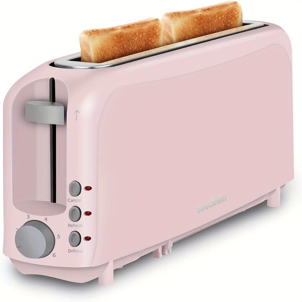 2-Slice Toaster Slim Ultra-Thin Design – 6 Browning Settings, 10" Long Slot, Reheat & Defrost Functions, Auto Shut-Off, Removable Crumb Tray, 6 Colors Available