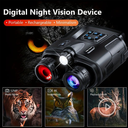 Black 4K-Labeled Night Vision Binoculars with 3-Inch Screen, 8X Digital and 5X Optical Zoom, 64GB Card and Carry Case