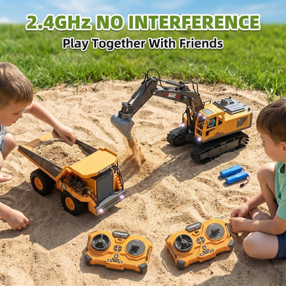 RC Bulldozer 1:24 Scale Alloy with 680° Rotation & Working Arm, 2.4GHz Remote Control Construction Vehicle for Kids