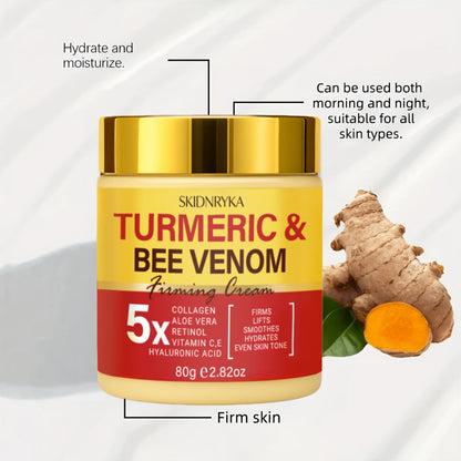 Face Cream Turmeric Bee Venom Two-Piece Day and Night Set with Hyaluronic Acid, Collagen and Vitamins C and E