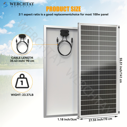 Two-Piece 400W Total Solar Panel Kit with 200W Modules, 148 x 67 cm Frames and PV Cables Pictured
