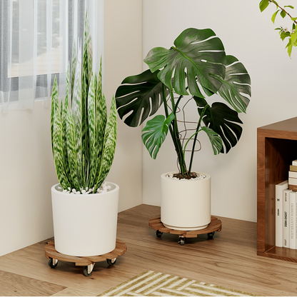 Plant Caddy with Wheels 2 Pack – 13.4" Heavy Duty Iron Pot Roller with Lockable Swivel Casters for Indoor & Outdoor Planters