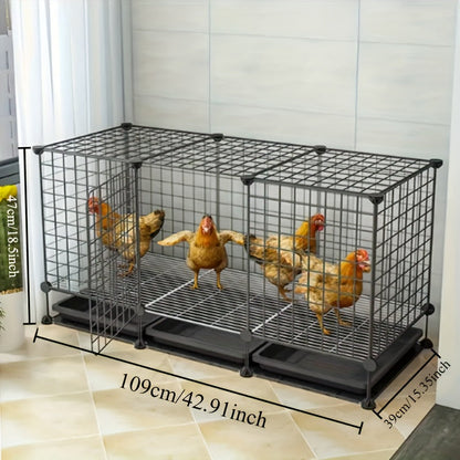 Small Animal Playpen & Pet Cage with Removable Tray | Indoor Outdoor Enclosure for Rabbits, Chickens, Ducks, Birds & Small Pets – Secure Lock, Easy Assembly, 29x15x18"
